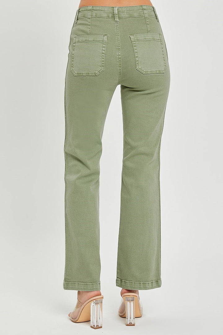 Risen High Rise Side Twill Tape Detail Straight Pants