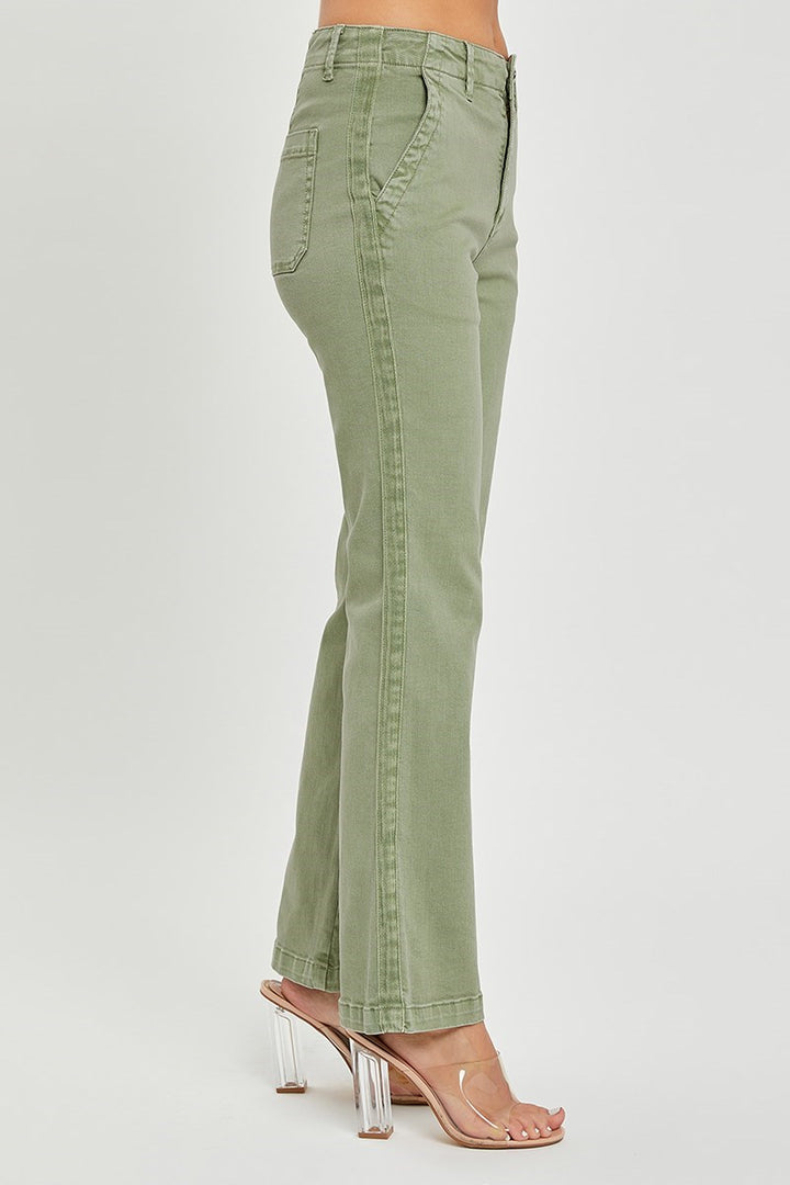 Risen High Rise Side Twill Tape Detail Straight Pants