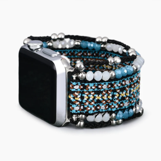 Cerulean Noir Apple Watch Strap Silver Bee Boutique