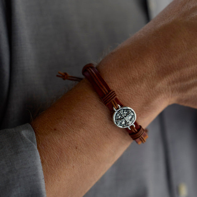 Men's Cross Bracelet - Brown