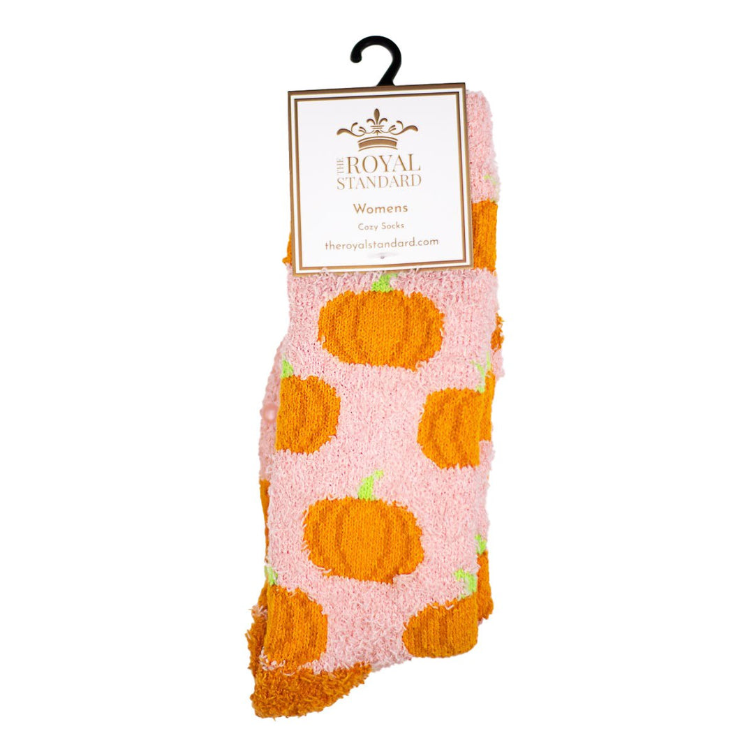 Women's Pumpkin Snuggle Socks Pink/Orange/White One Size