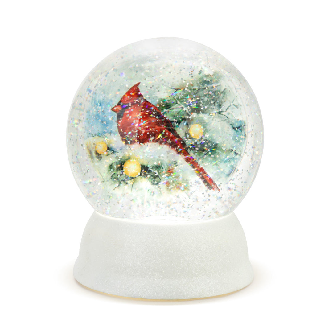 Snow Frosted Cardinal Snow Globe