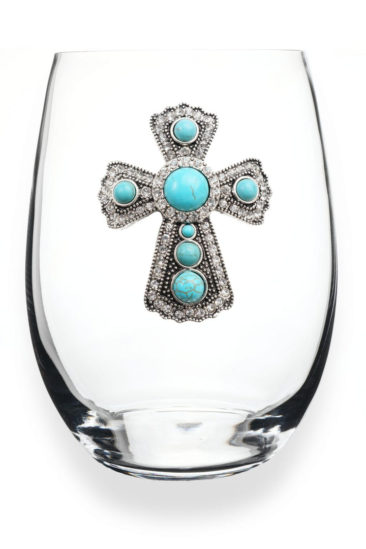 Turquoise Cross Wine Glass