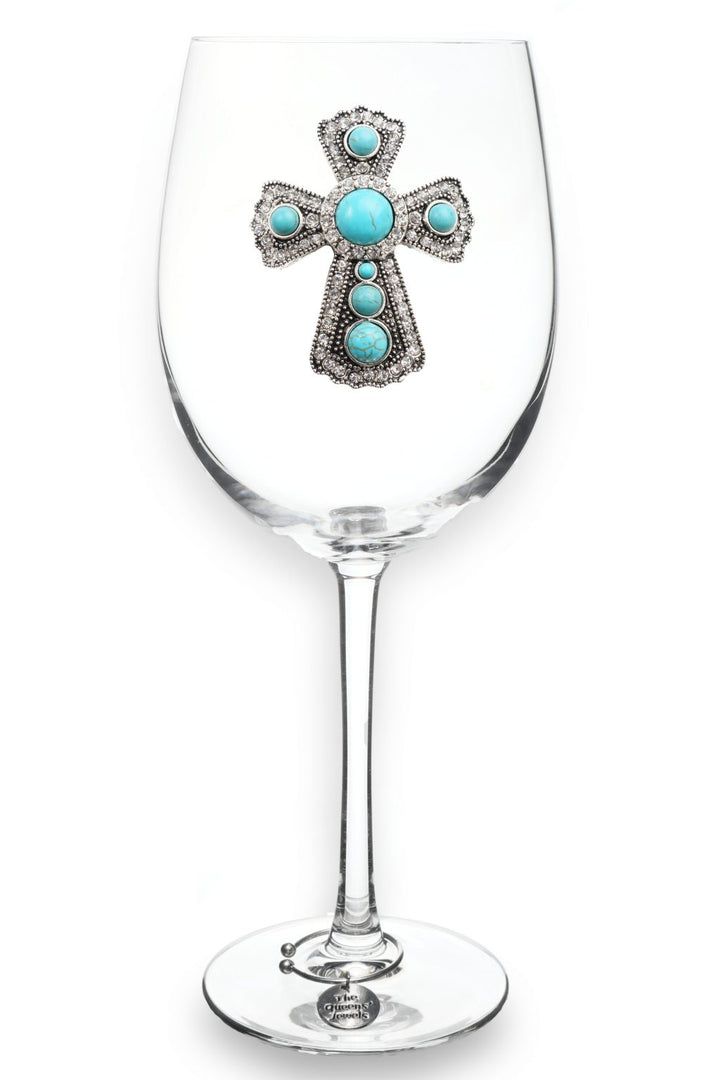 Turquoise Cross Wine Glass