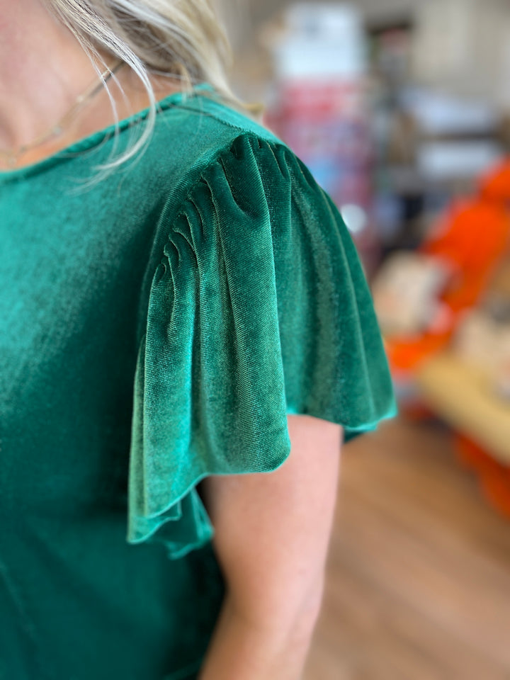 Velvety Nights Dress Hunter Green