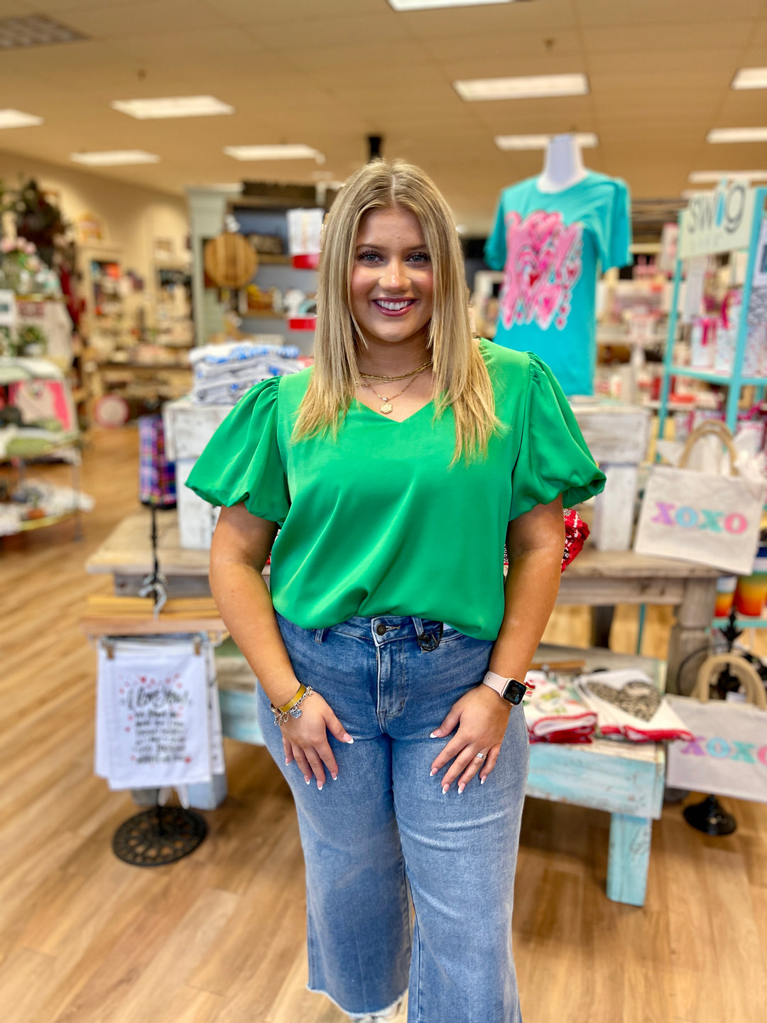 Fun And Festive Top Kelly Green