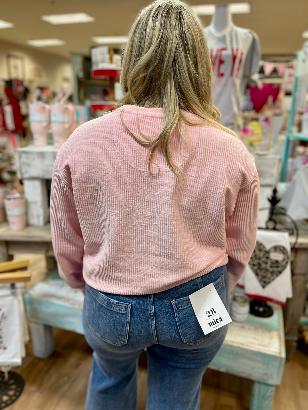 Amore Bubblegum Pink Comfy Cord Sweatshirt