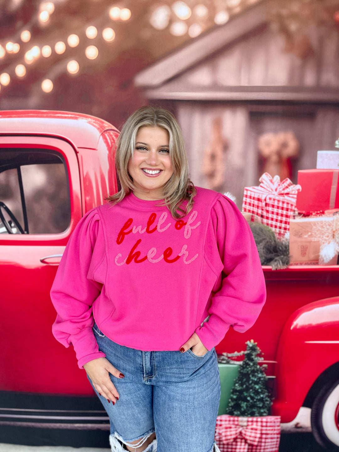 Full of Cheer Electric Pink Sweatshirt