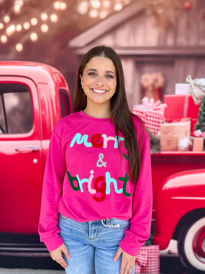 Merry & Bright Pink Sweatshirt