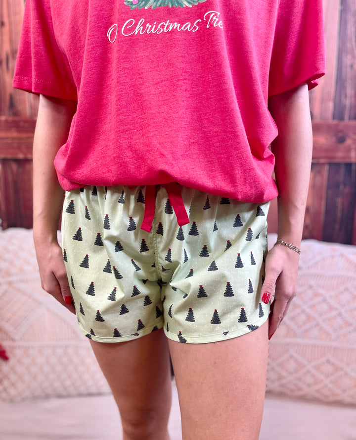 Women's Noelle Tree Lounge Shorts Green/Red