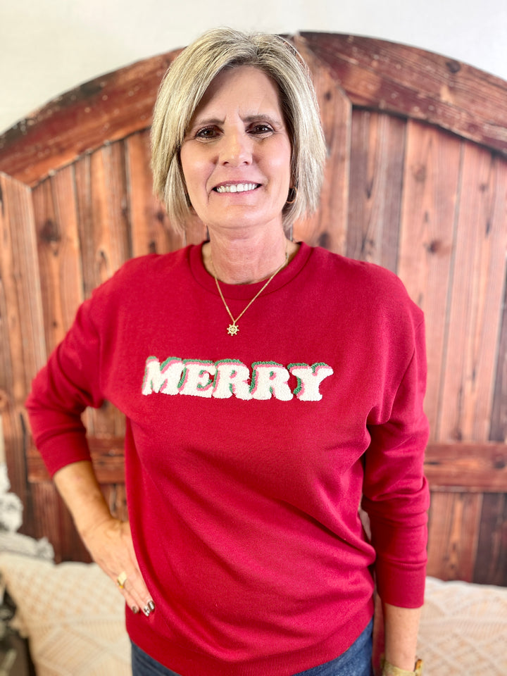 Merry Sweatshirt  Red/White/Pink/Green