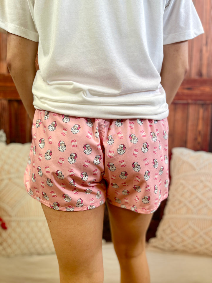 Women's Ho Ho Ho Santa Lounge Shorts Pink