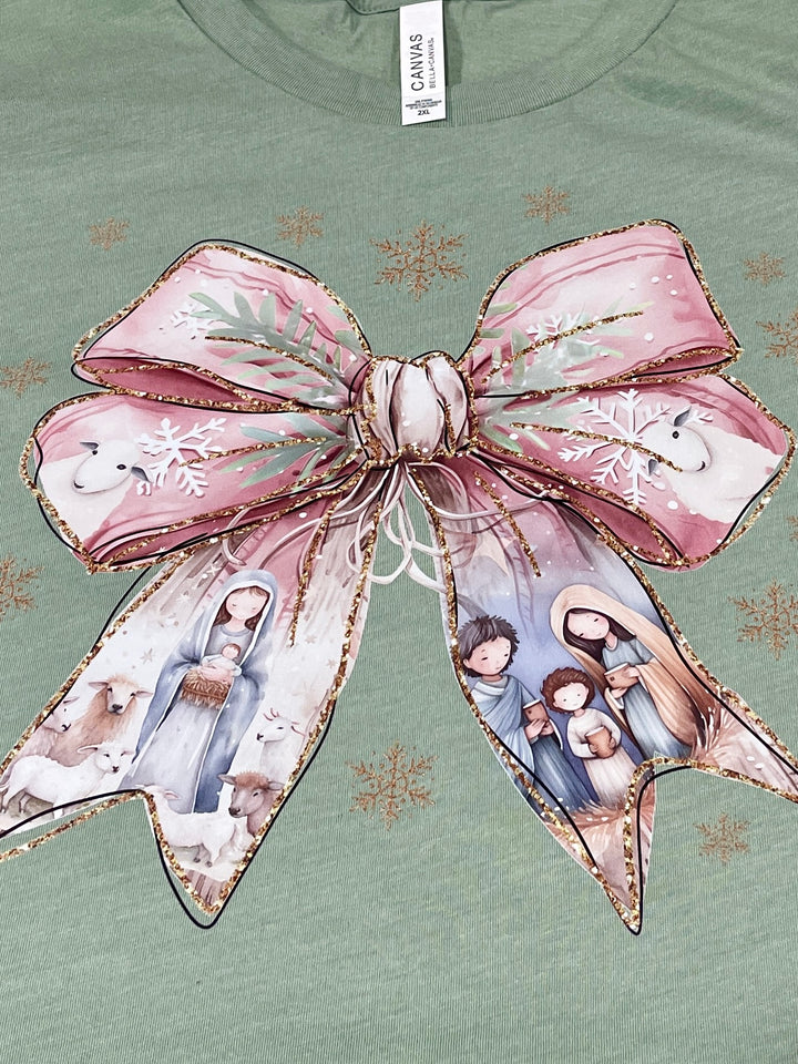 Sage Nativity Bow Tee