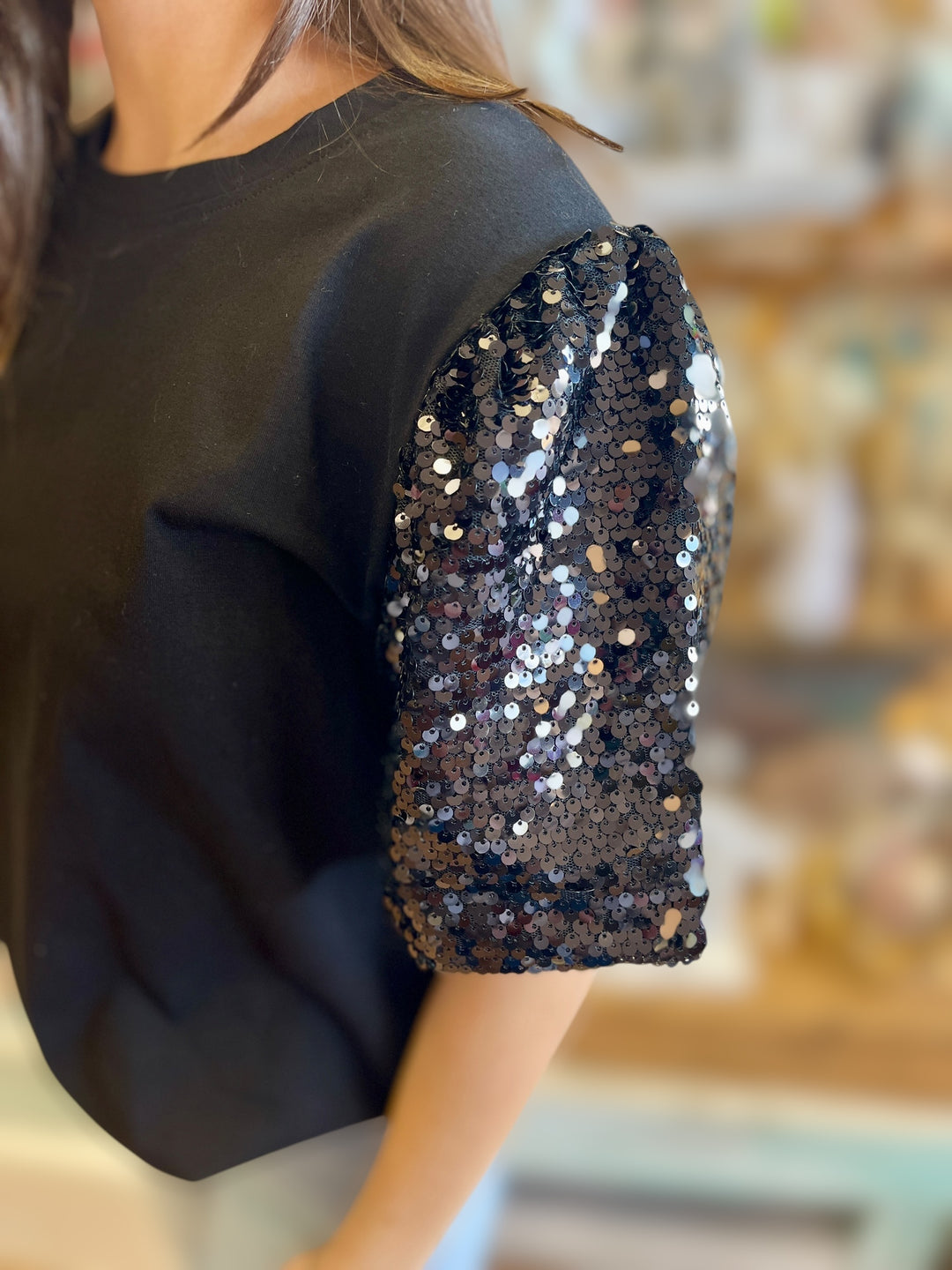 See Me Sparkle Top- Black