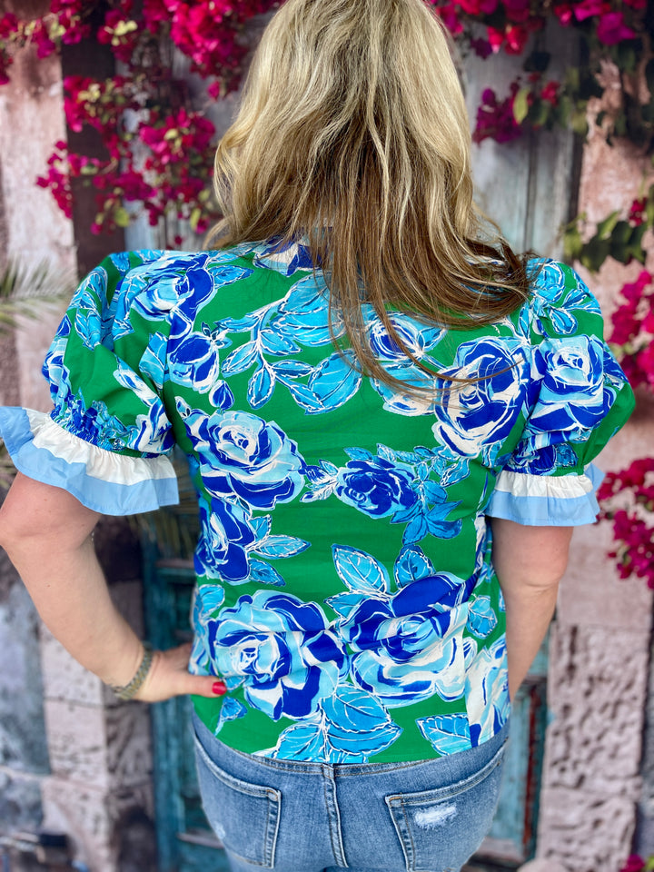 Sweet Rose Top- Blue