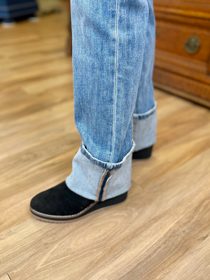 Bayeas Flora Mid Rise Straight Cuffed Denim