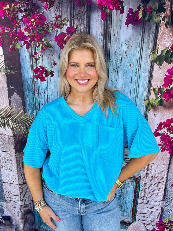 Casual All Day Top- Aqua Glow