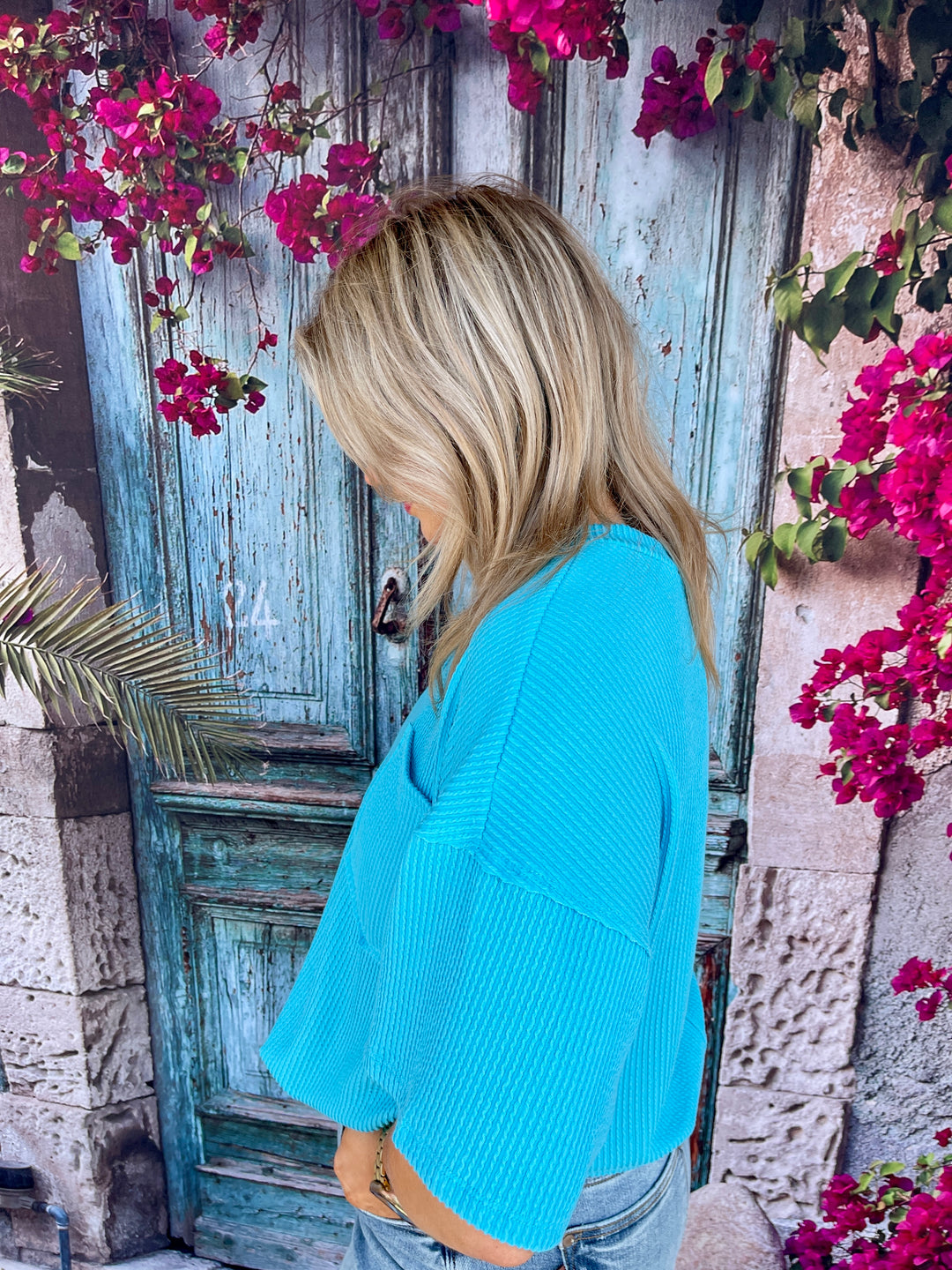 Casual All Day Top- Aqua Glow