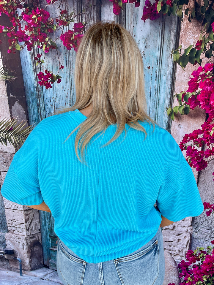 Casual All Day Top- Aqua Glow