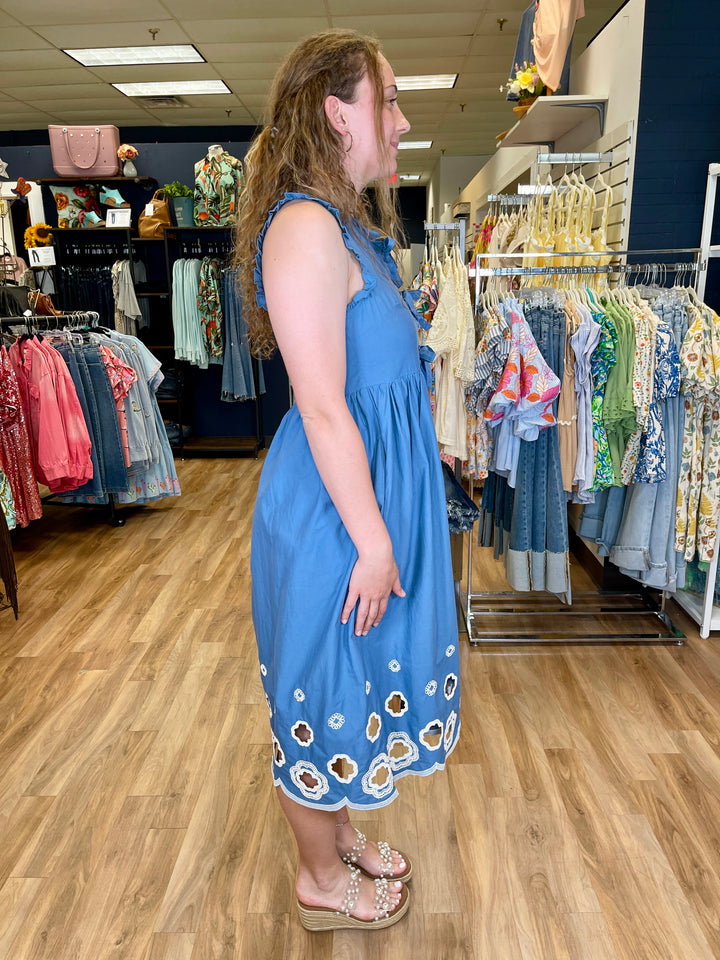 Ruffle And Bows Dress - Blue