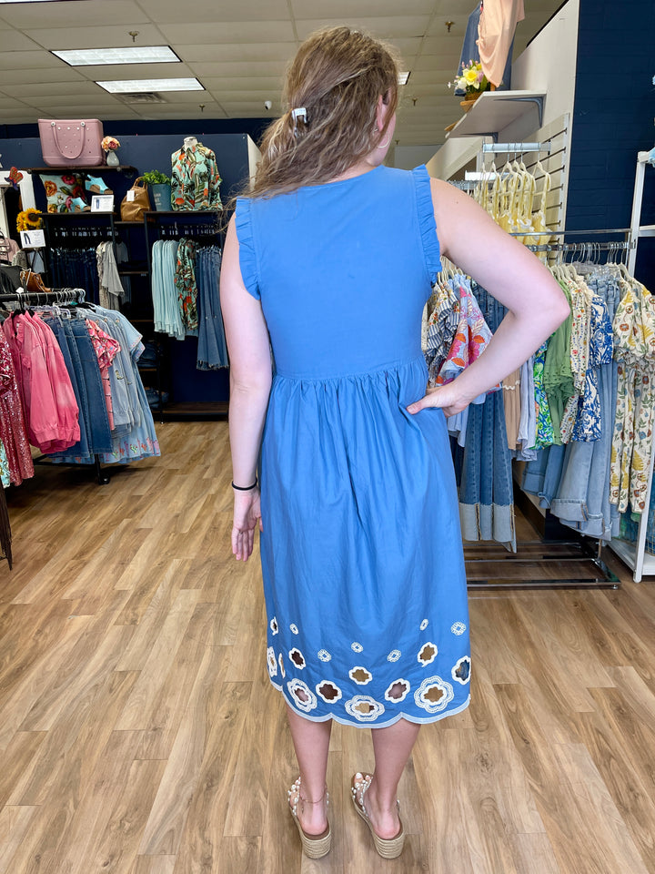 Ruffle And Bows Dress - Blue