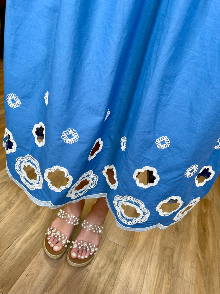 Ruffle And Bows Dress - Blue