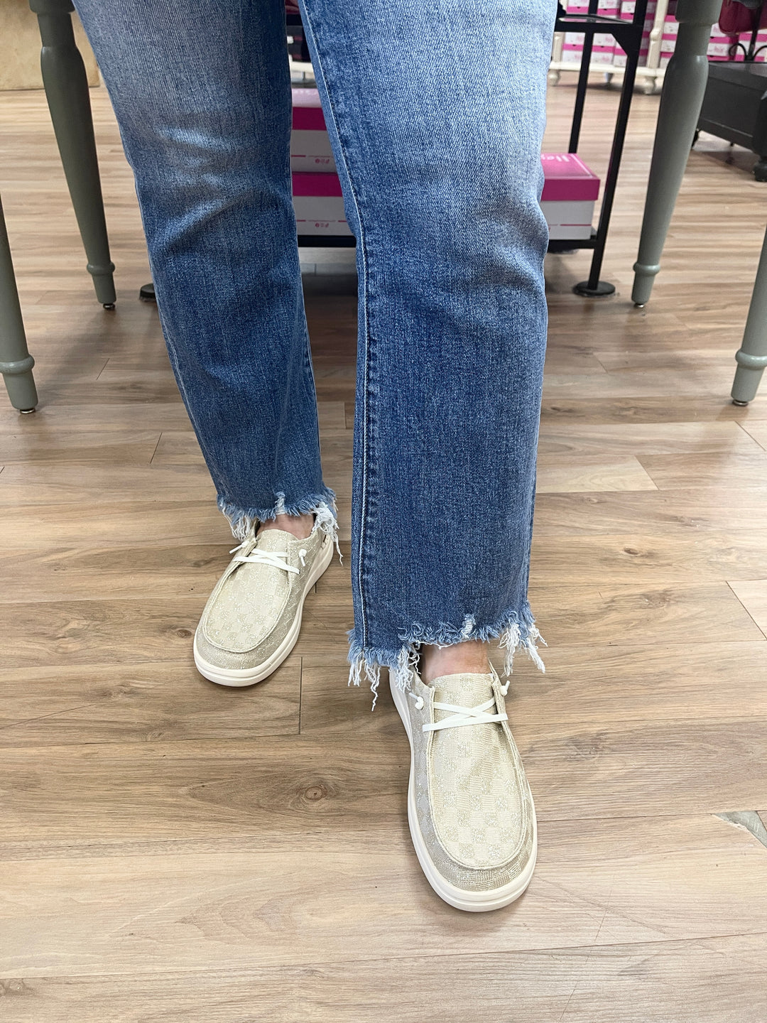 Bayeas Rita High Rise Frayed Hem Ankle Flare Jeans