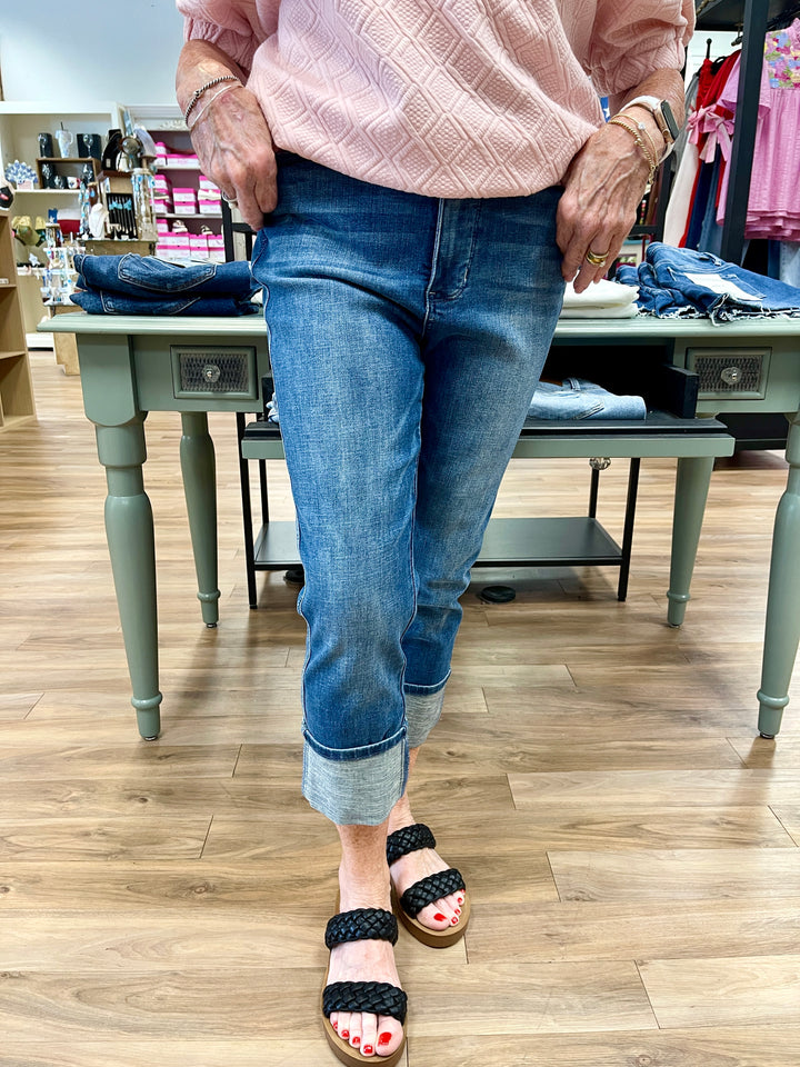 Judy Blue High Waist Cuff Capri Jeans