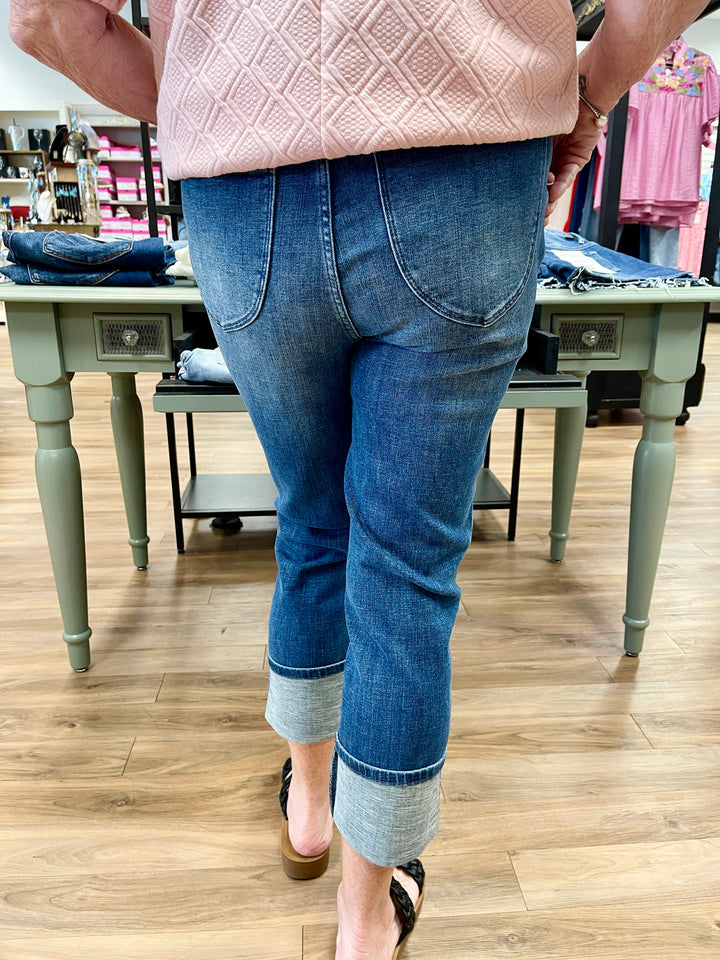 Judy Blue High Waist Cuff Capri Jeans