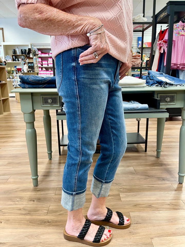 Judy Blue High Waist Cuff Capri Jeans