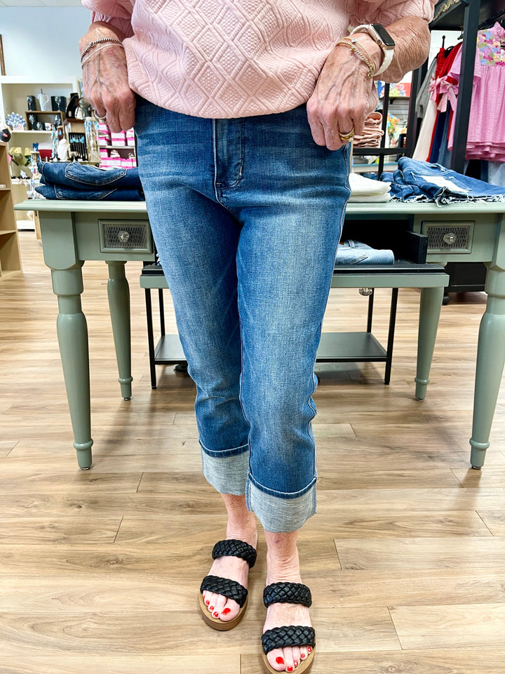 Judy Blue High Waist Cuff Capri Jeans