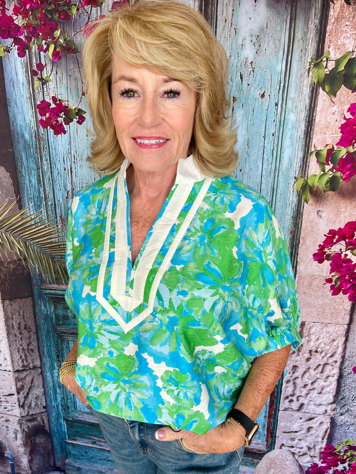 Aqua Abstract Top