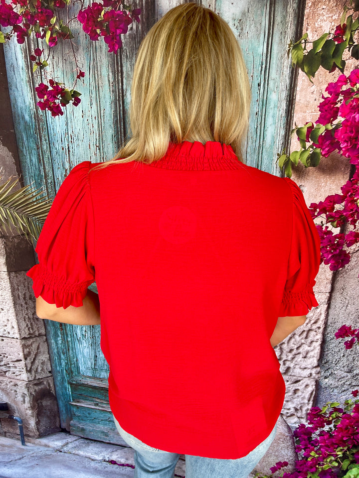 Love A Good Ruffle Top- Red