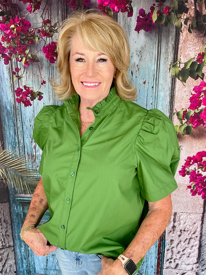 Don't Ruffle My Feathers Top- Green