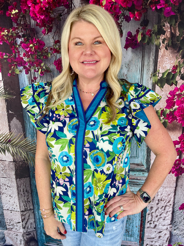 Precious As A Petal Top - Navy