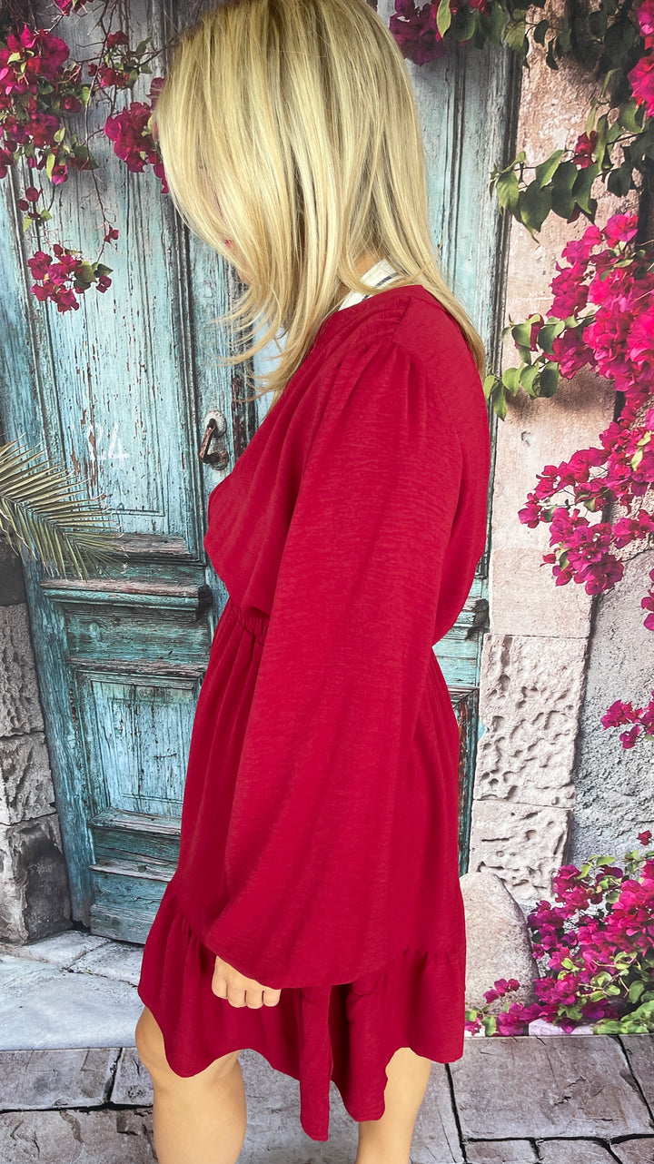 Wine O' Clock Dress - Burgundy