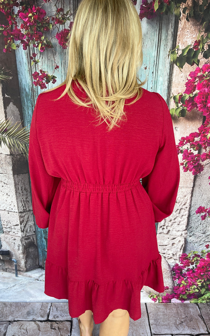Wine O' Clock Dress - Burgundy