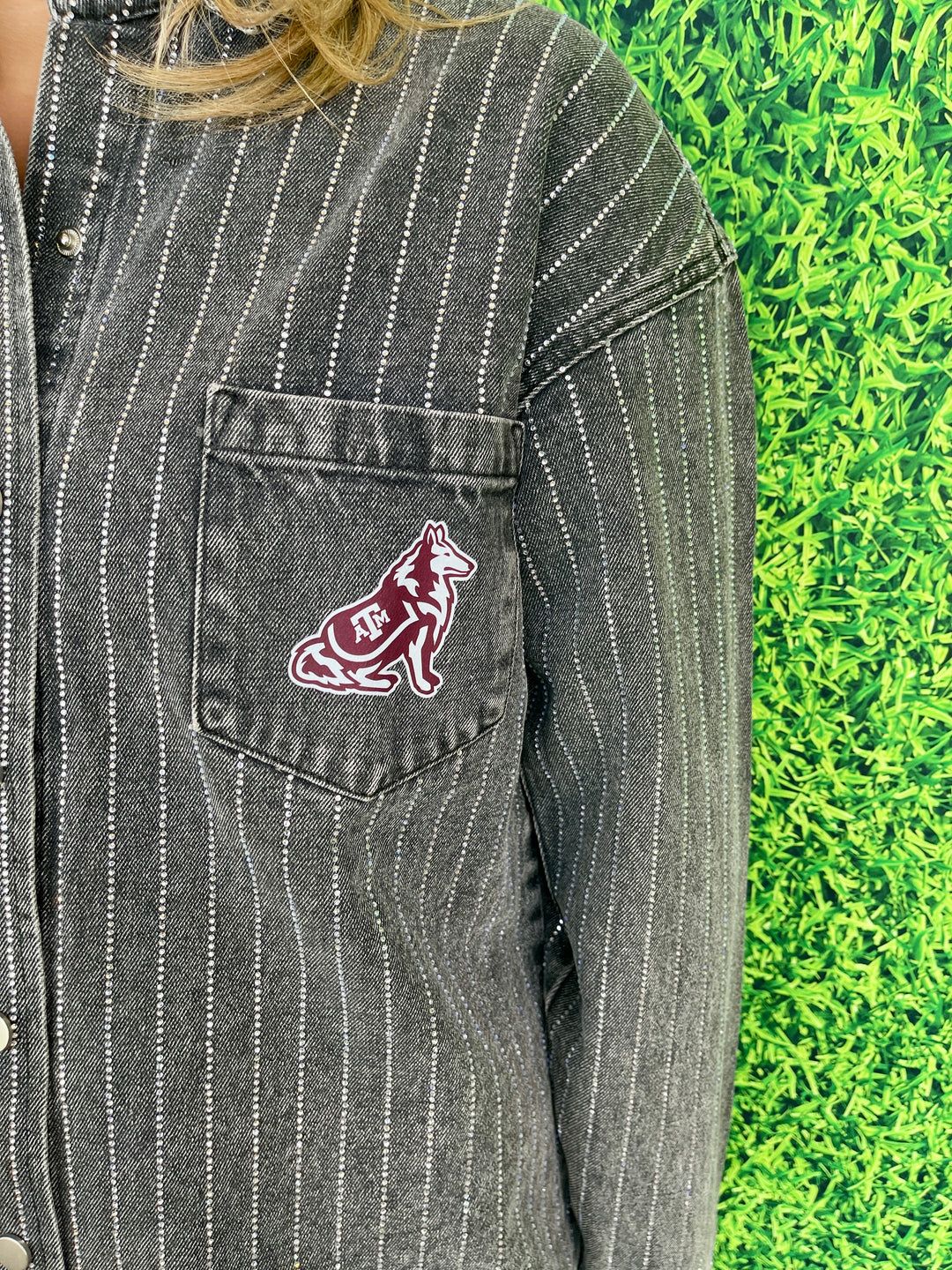 Texas A&M Rhinestone Denim Shirt