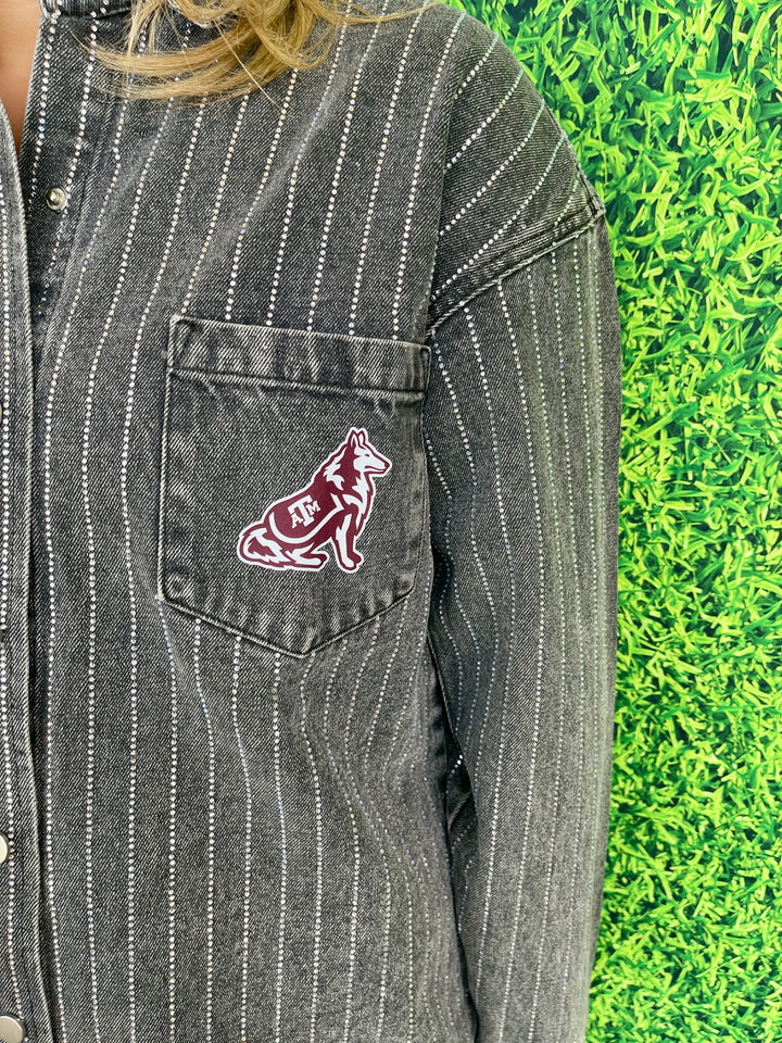 Texas A&M Rhinestone Denim Shirt