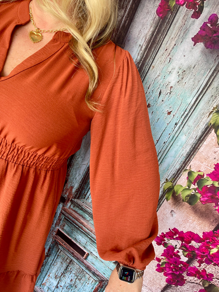 Wine O'Clock Dress- Cinnamon