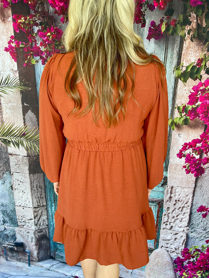 Wine O'Clock Dress- Cinnamon