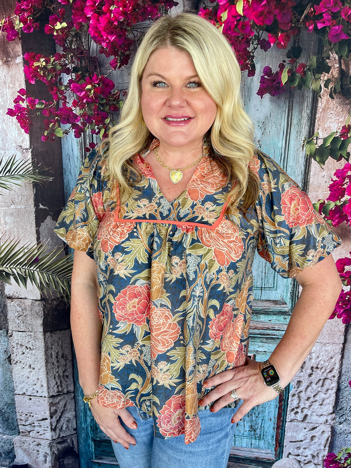 Victoria Top- Navy Mix