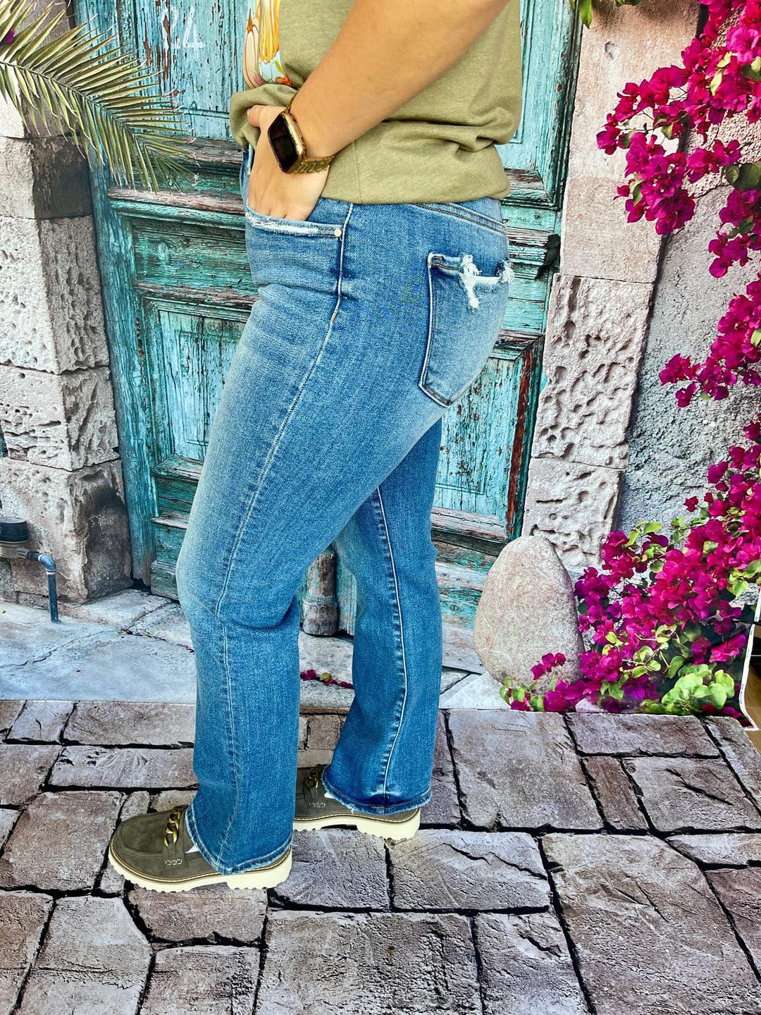 Risen Mid Rise Straight Denim