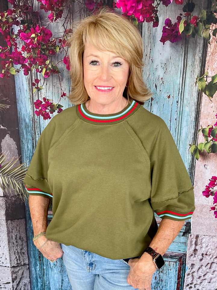 Comfy All The Way Top- Olive