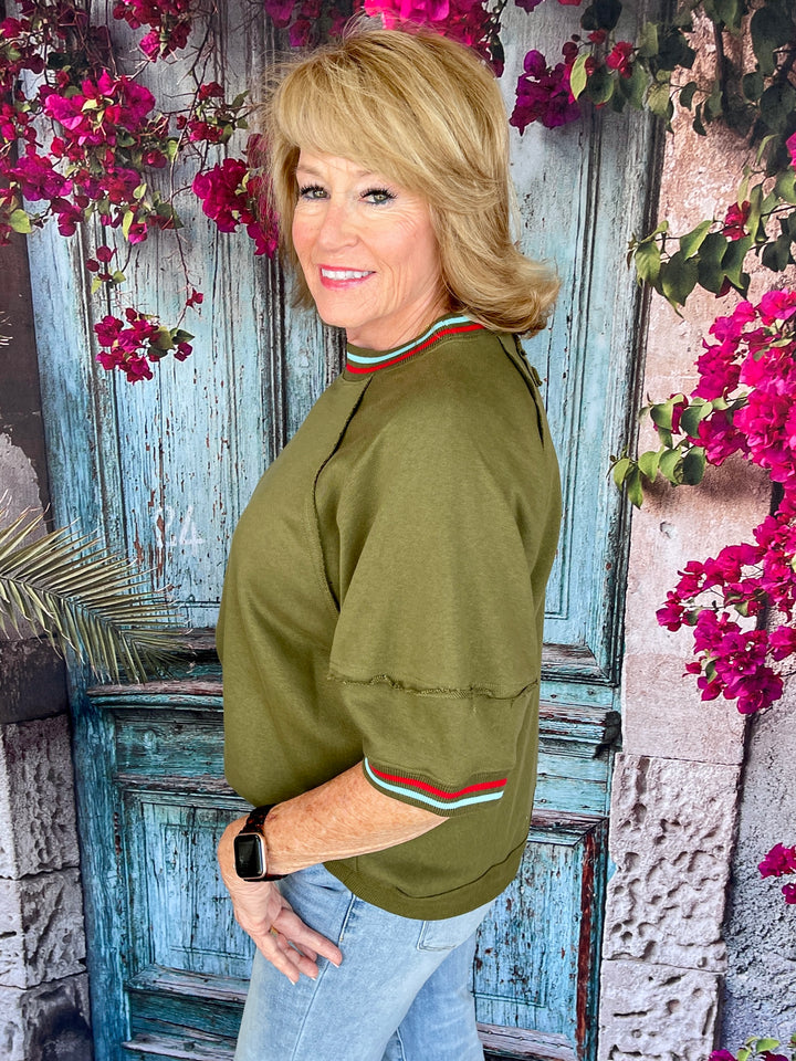 Comfy All The Way Top- Olive
