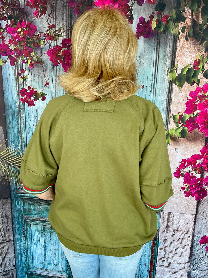 Comfy All The Way Top- Olive