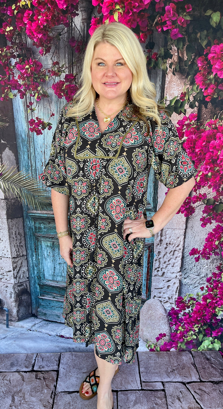 Take Me For A Spin Dress - Black Mix