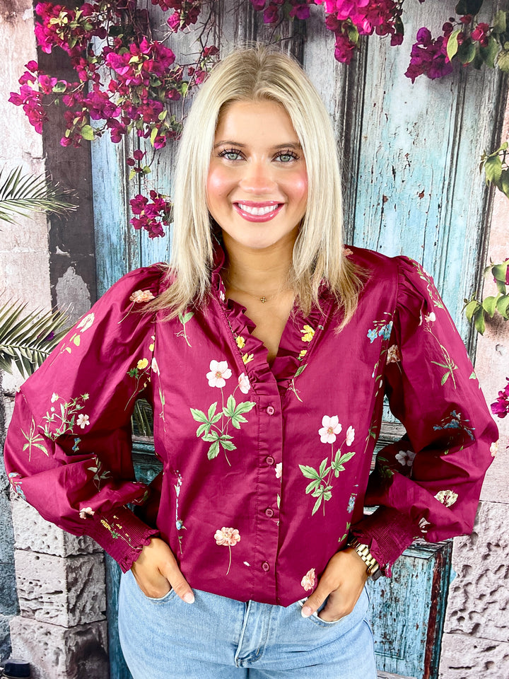 Burgundy Blooms Top