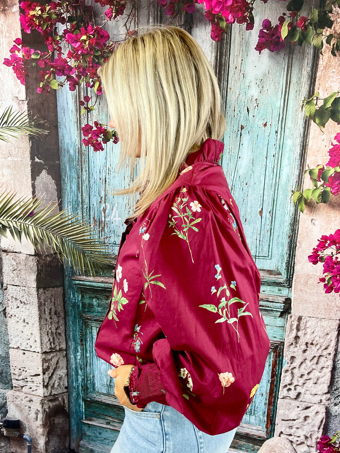 Burgundy Blooms Top
