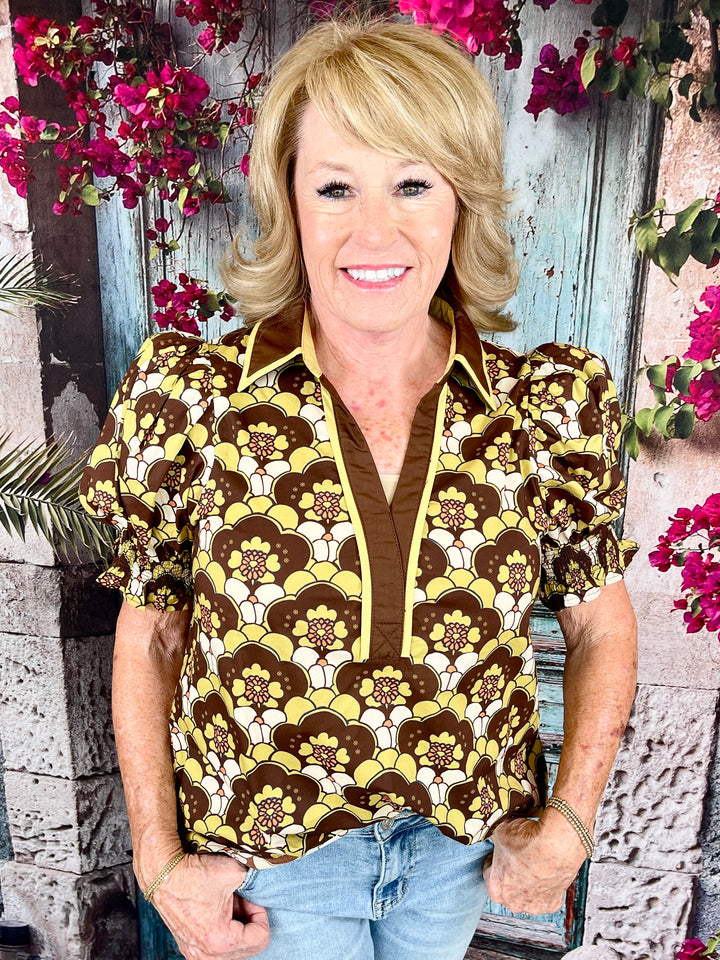 Wine And Dine Me Top - Brown